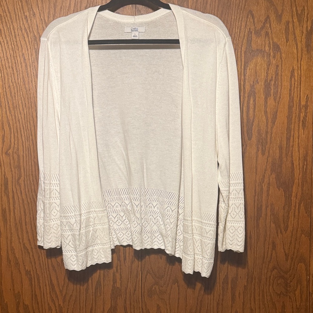 Croft & Barrow Cream Open-Front Cardigan